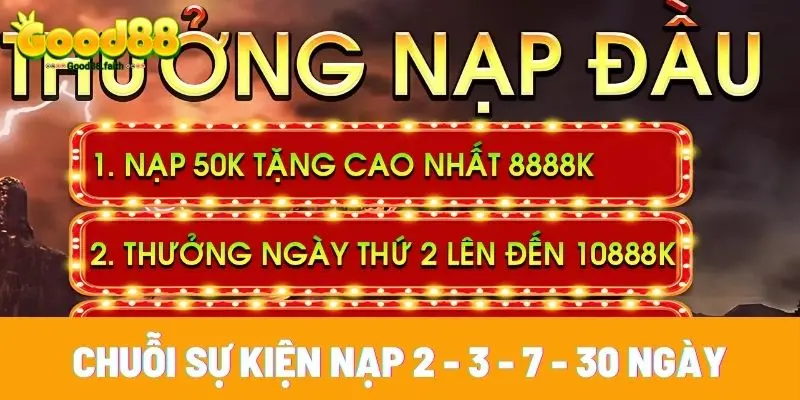 Tổng Hợp Khuyến Mãi Good88 Cho Hội Viên Đầu 2025 3 Chuỗi sự kiện nạp 2 - 3 - 7 - 30 ngày