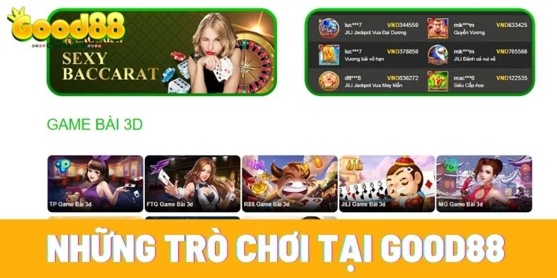 Giới thiệu Good88 – Sảnh Cá Cược Giải Trí Số 1 Cho Bet Thủ 4 Những trò chơi nào có mặt tại nhà cái Good88